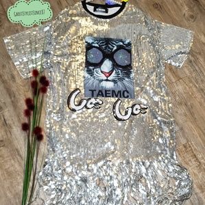 NWT Oversized Silver Bling Tassell Party Dress